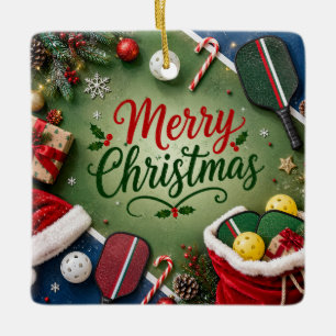 Pickleball Weihnachtsthema Keramikornament