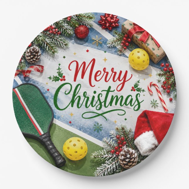 Pickleball Weihnachtsthema  Pappteller (Vorderseite)