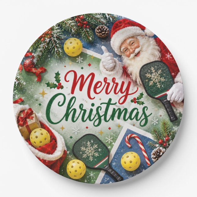 Pickleball Weihnachtsthema  Pappteller (Vorderseite)
