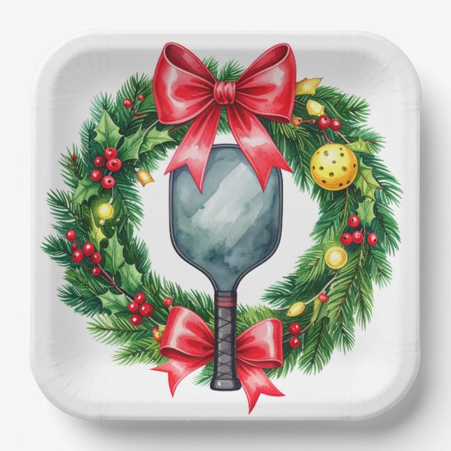 Pickleball Weihnachtsthema  Pappteller (Vorderseite)