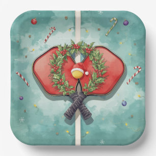 Pickleball-Weihnachtsthema Pappteller