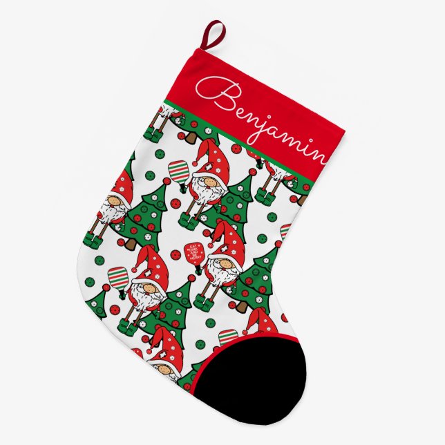 Pickleball 🎅 Weihnachtsweihnachtsfest Großer Weihnachtsstrumpf (Vorderansicht (hängend))