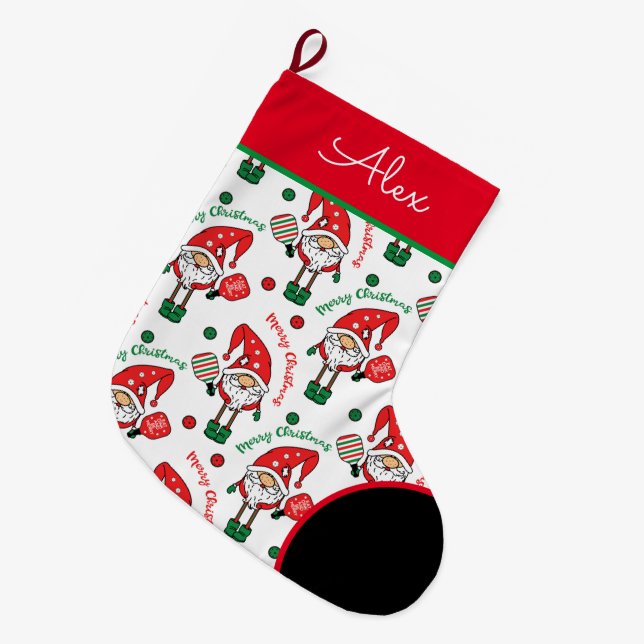 Pickleball 🎅 Weihnachtsweihnachtsfest Großer Weihnachtsstrumpf (Vorderansicht (hängend))