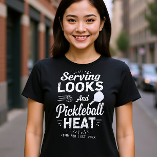 Pickleball White Text Funny Gift Personalisiert T-Shirt
