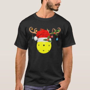 Pickleball Xmas Gift Reindeer Weihnachtsmannmütze  T-Shirt