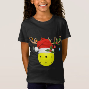 Pickleball Xmas Gift Reindeer Weihnachtsmannmütze T-Shirt
