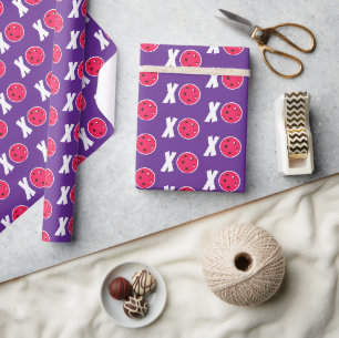 Pickleball XOXO Umarmungen und Küsse Rosa Weiß Lil Geschenkpapier