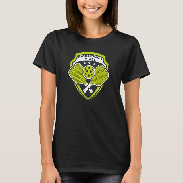 PICKLEBALL Y'ALL Paddle Pickle Ball Crest Meme T-Shirt (Vorderseite)