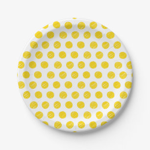 Pickleball Yellow Polka Dot Balls White Sports Pappteller