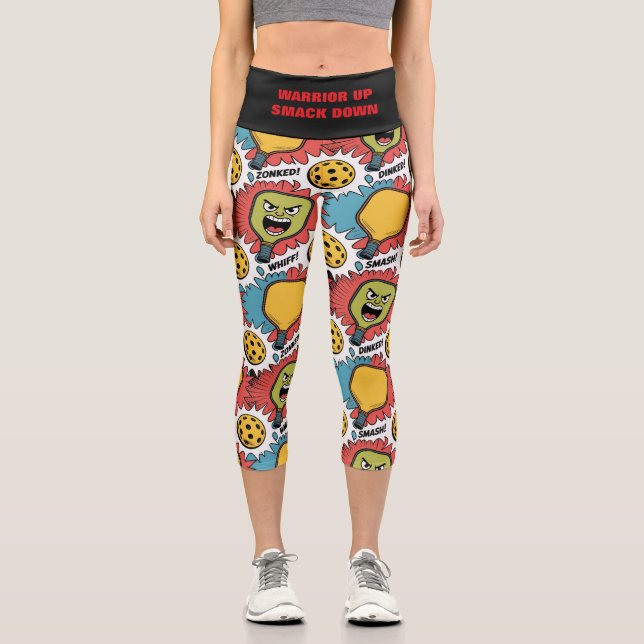 Pickleball Yoga Krieger Klettern Capri Leggings (Vorderseite)