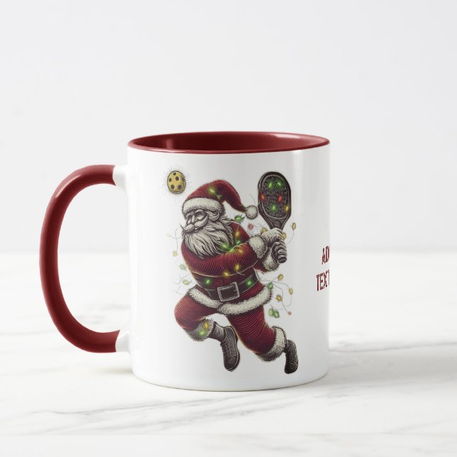 Pickleballer Santa Pickleball Weihnachtslicht Tasse (Links)
