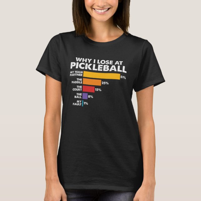 Pickleballers Humor Saying Why I Lose at Picklebal T-Shirt (Vorderseite)