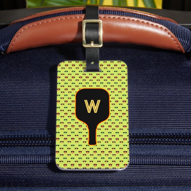 Pickleballs & Paddelmonogramm (grün) Gepäckanhänge Gepäckanhänger (Vorderseite Insitu 2)
