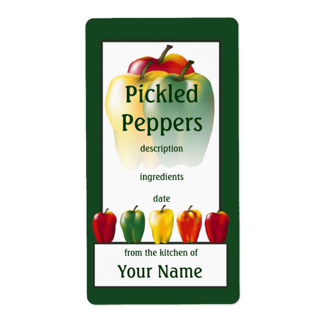 Pickled Peppers Cuisinier's Canning Étiquette (Devant)