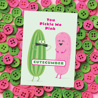 Pickled Pink | Valentinskarte für Kinder mit süßem Mitteilungskarte