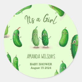 Pickles Cucumber Green Whimsical Baby Dusche Runder Aufkleber