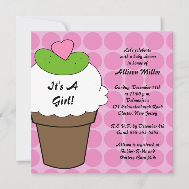 Pickles & Ice Cream Girls Babydusche Einladung (Vorderseite)