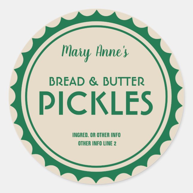 Pickles-Konservenjaletikett modern Runder Aufkleber (Vorderseite)