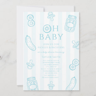 Pickles & Pacifiers Blue Boy Baby Shower Einladung