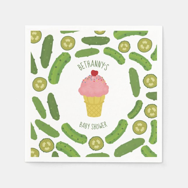Pickles und Ice Cream Girl Babydusche Serviette (Vorderseite)