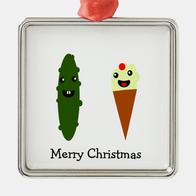 Pickles und Ice Creme Frohe Weihnachten Ornament Aus Metall (Vorne)