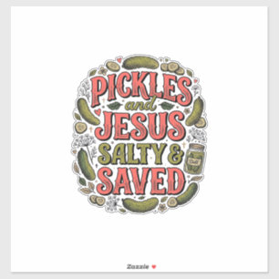 Pickles und Jesus Salty Saved Vintage-Shirt-Design Aufkleber