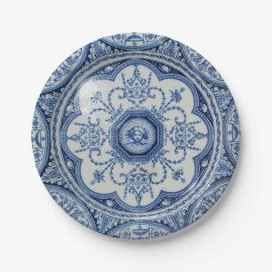 Picknick 1896 Minton blaues u. Weißbuch 7 Holland Pappteller
