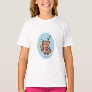 Picknick-Bär-Baguette-Getränk-Kinder T-Shirt