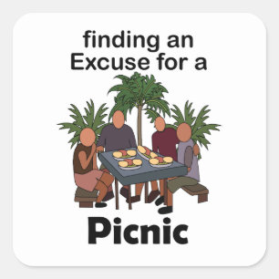Picknick Einen Grund Für Eine Picknickparty Finden Quadratischer Aufkleber