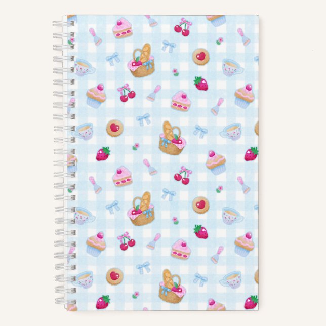 Picknick Gingham Blau   Notizbuch (Vorderseite)