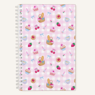 Picknick-Gingham-Rosa Notizbuch