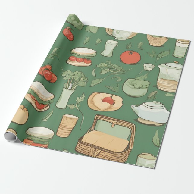 Picknick green geschenkpapier (Ungerollt)