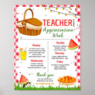 Picknick-Lehreranerkennungs-Wochen-Itinerary Poster