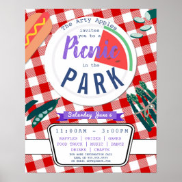 Picknick Party Fundraiser Schule PTO PTA Plakat