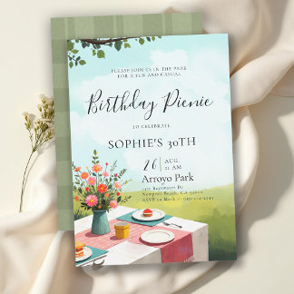 Picknick-Party Sommer Elegant Floral 30. Geburtsta Einladung