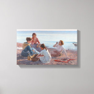 Picknick Snack am Strand (italienische Szene am Me Leinwanddruck
