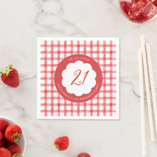 Picknick Sommer Frühling Rot Gingham Schuppen Gebu Serviette