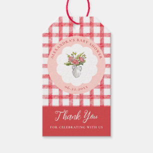 Picknick Sommer Rot Rosa Gingham Mädchen Baby Show Geschenkanhänger