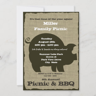 Picknick und BBQ Braunes Schwein Einladung