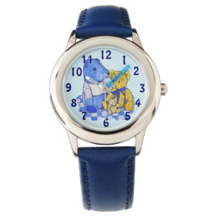 Picknicktuch aus blauem Karo mit drei Teddybären Armbanduhr