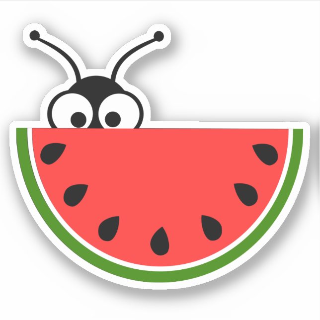 Picnic Ant Peeking Behind Watermelon Aufkleber (Vorderseite)