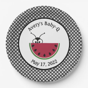Picnic Ant Watermelon Black Gingham Pappteller
