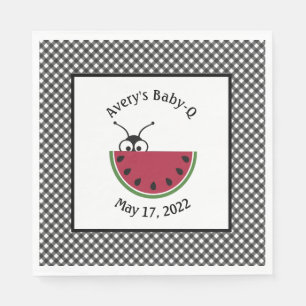 Picnic Ant Watermelon Black Gingham Serviette
