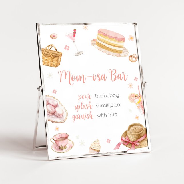 Picnic Baby Brunch Babydusche Mama Osa Bar Poster (Picnic Baby Brunch Baby Shower Mom Osa Bar Sign)