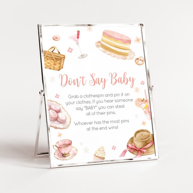 Picnic Baby Brunch Babydusche Say Baby nicht Poster (Picnic Baby Brunch Baby Shower Don't Say Baby Sign)