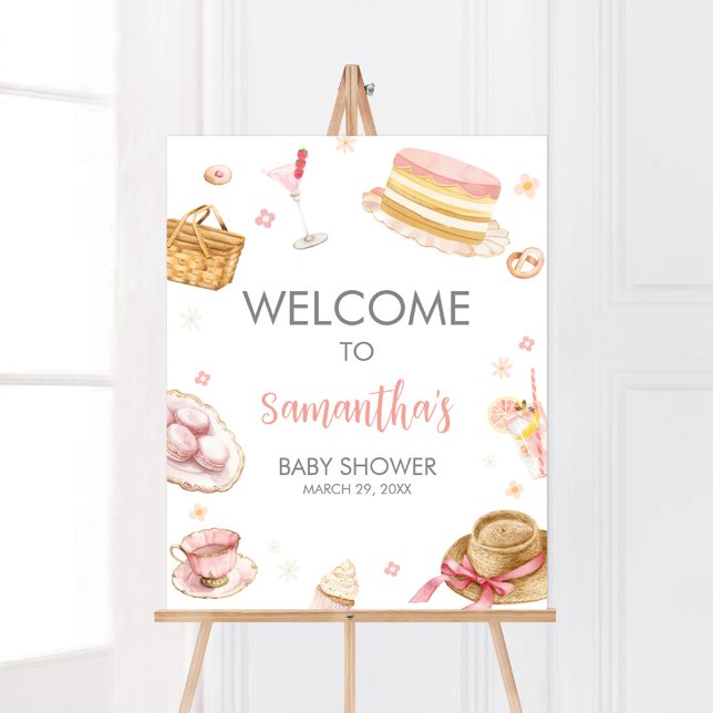 Picnic Baby Brunch Babydusche Willkommen Poster (Picnic Baby Brunch Baby Shower Welcome Sign)