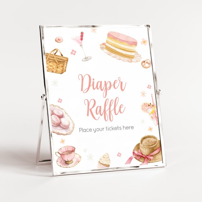 Picnic Baby Brunch Babydusche Windeln Raffel Poster (Picnic Baby Brunch Baby Shower Diaper Raffle Sign )