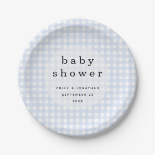 Picnic Baby Shower Names Date Blue Gingham Pappteller