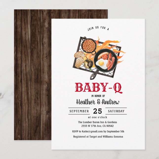 Picnic BabyQ Barbecue Babydusche Einladung (Vorne/Hinten)