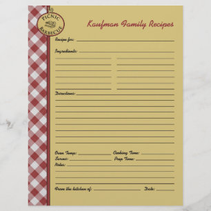 Picnic Barbecue Red Checkered Custom Rezept Page